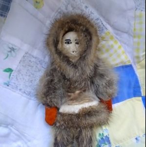 Ivory&seal fur Shishmaref doll hand made in Alaska